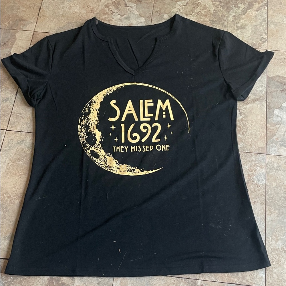 Black Graphic Tee with Gold Print